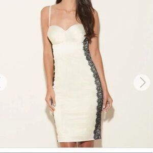 Y2K GUESS Satin Black & White Bustier Dress with Lace Side Panels NWT - Sz‎ 6